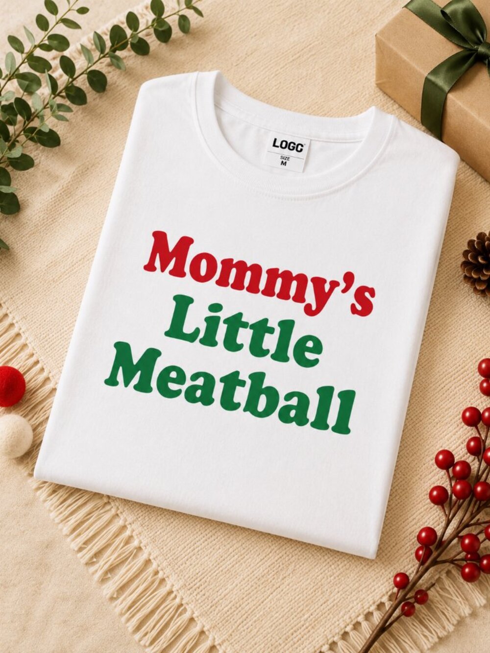 Mommy's Little Meatball Graphic T-Shirt for Men & Boys Funny Novelty Crew Neck